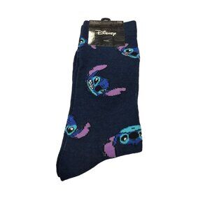 Disney STITCH Men's Crew Socks Size 10-13 Various Stitch Faces Blue